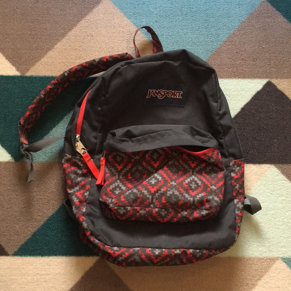 Jansport classic backpack red/charcoal pattern