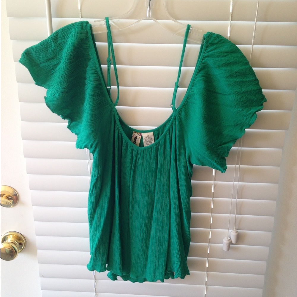 Green off the shoulder top