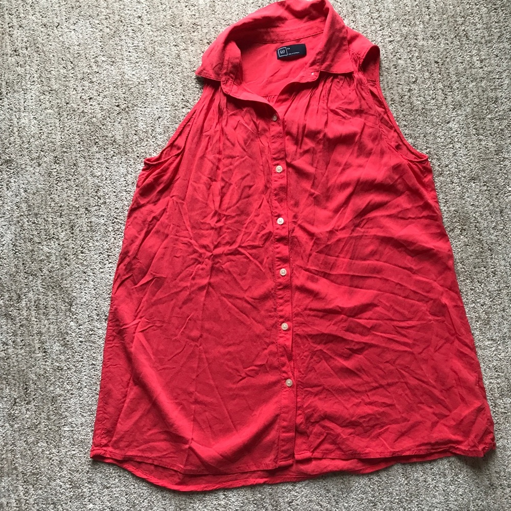 GAP button down swing blouse in coral