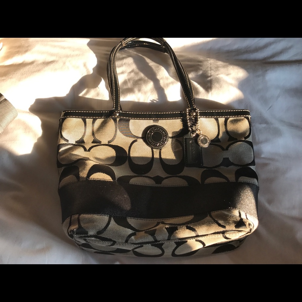 Black and Gray Coach purse