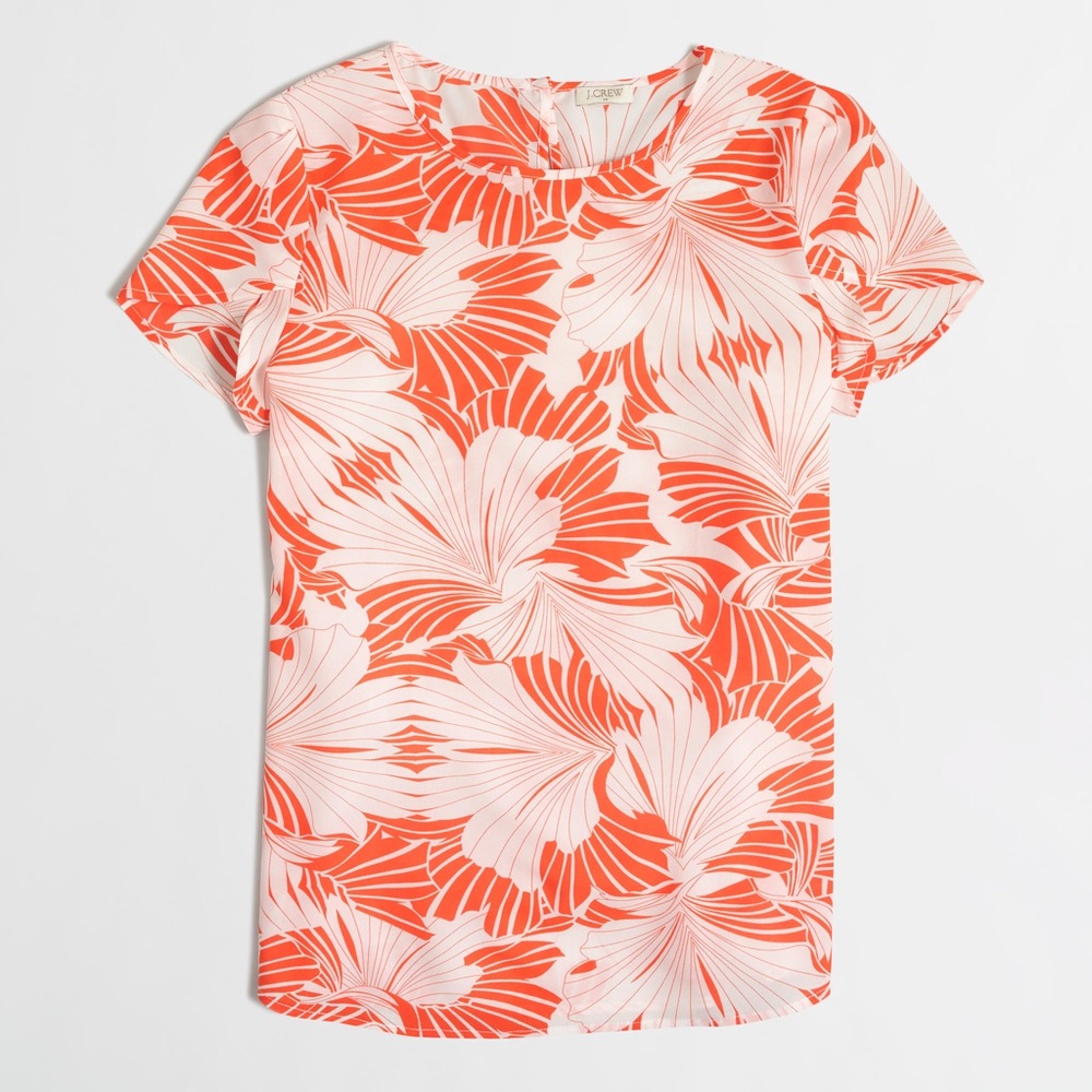 👚J. CREW PRINTED PETAL SLEEVE TOP