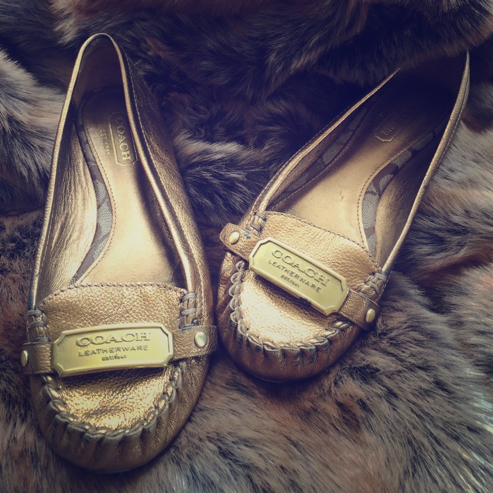 Gold Coach Loafers