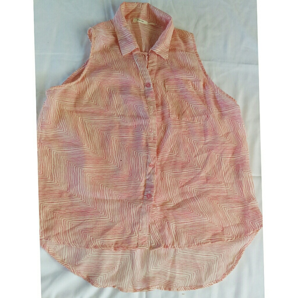 Poetry pink pattern sheer blouse