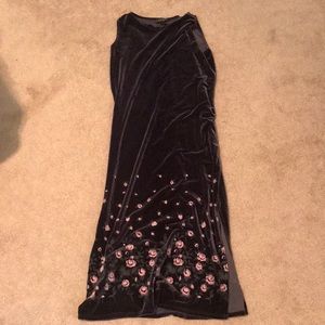 long, velvet dress.
