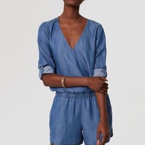Chambray Wrap Romper from Loft