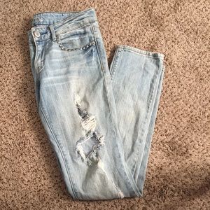 American Eagle Ripped Skinny Stretch Light Denim