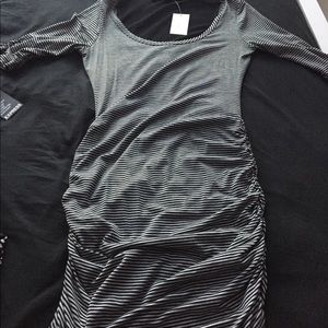 Striped b/w dress with ruching