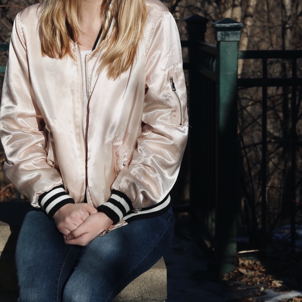 light pink bomber jacket