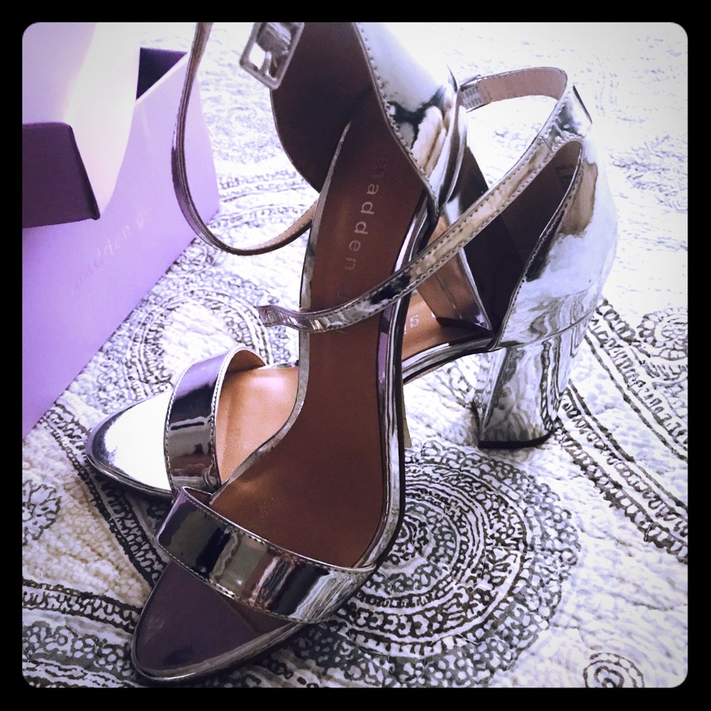 Beautiful Chrome Steve Madden Chunky Heels!