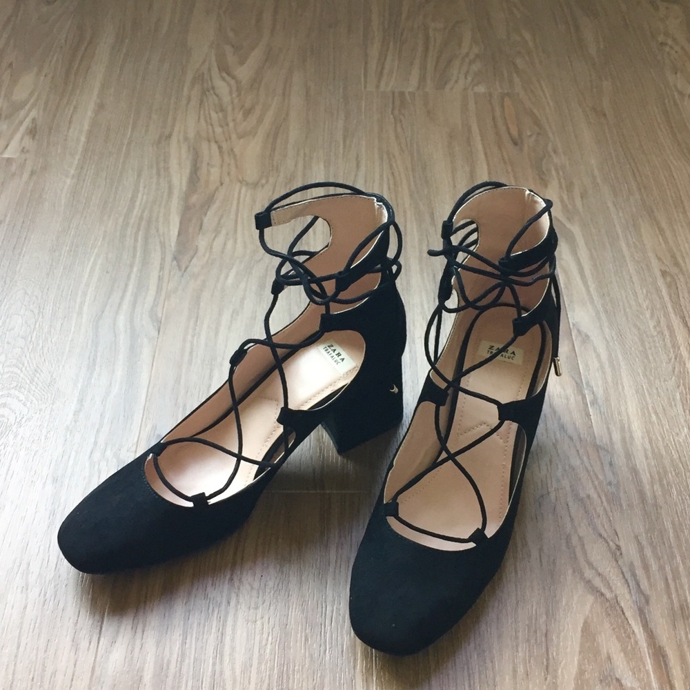 ZARA Lace-Up Block Heels