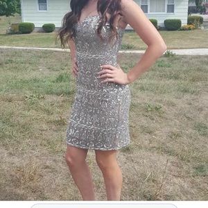 Strapless sequined dress
