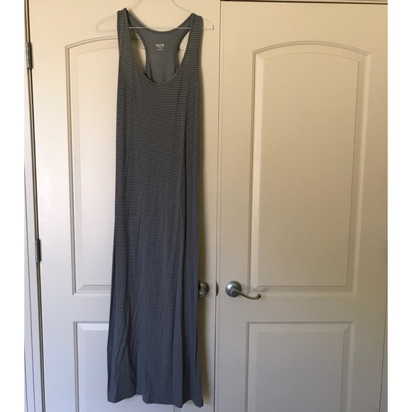 Mossimo gray and black striped maxi halter dress - Picture 1 of 4