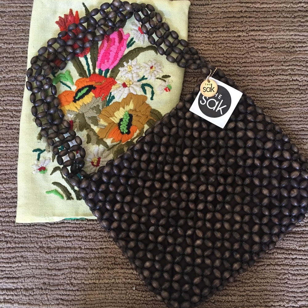 "Retro 70's" Inspired Wooden Beaded Bag by SAK NWT