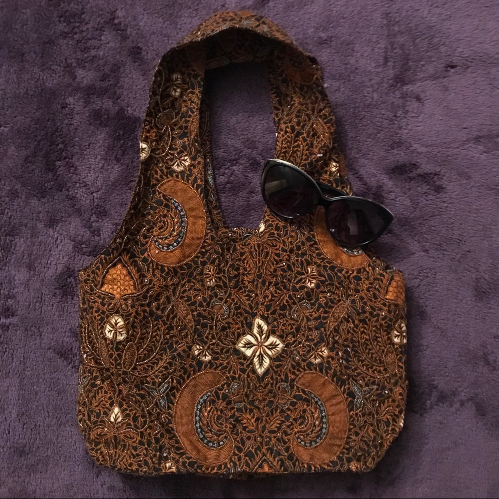 NWOT Handmade beaded Tote bag