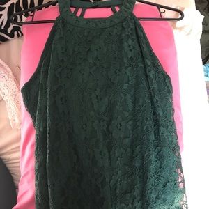 Dark green lace tank
