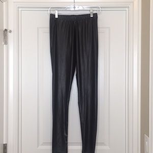 Black faux leather leggings