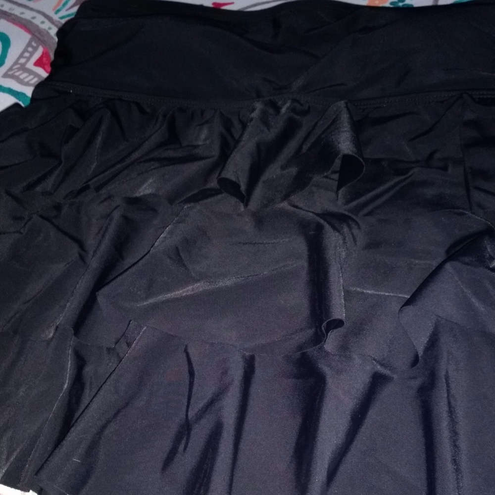 Swim Suit Rubbled Top Black NWT