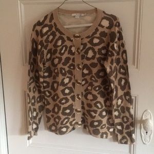 Boden leopard print cotton cardigan sz 8