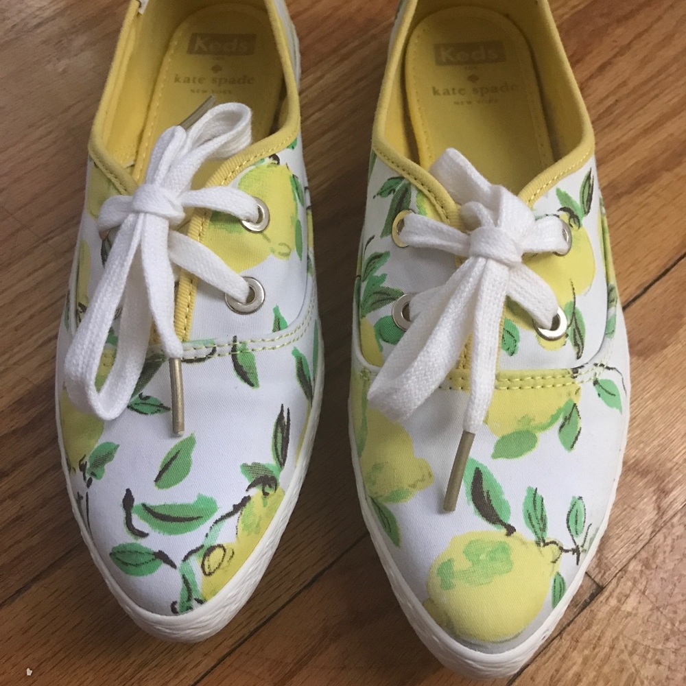 Kate Spade Keds Lemon Print Tennis Shoes 8 1/2