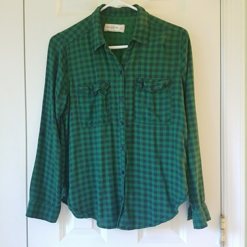 A&F Gingham Plaid Flannel Button Down