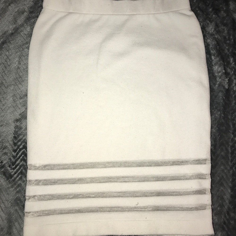 White mini skirt with sexy see through lines
