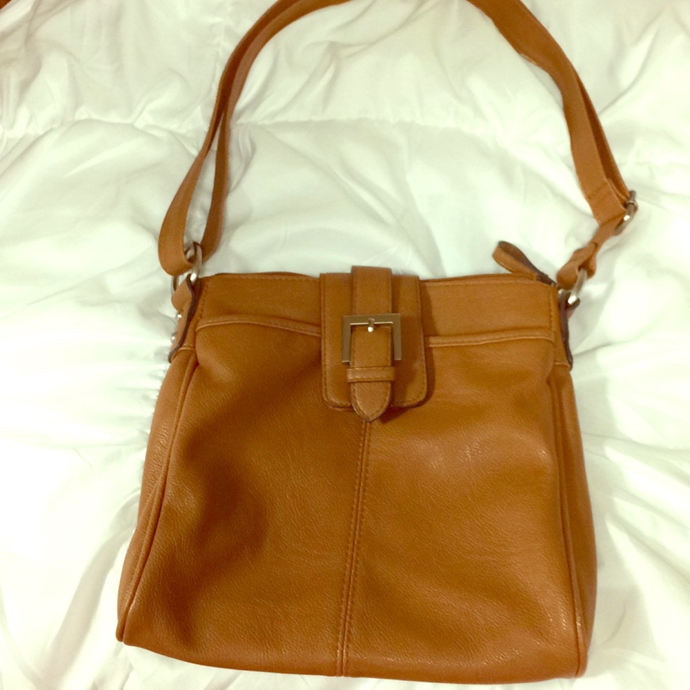 Merona brown messenger cross body bag