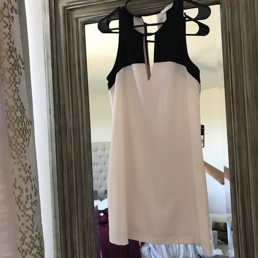Black and white color block dress