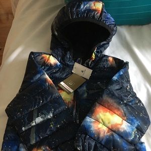 Space themed winter coat