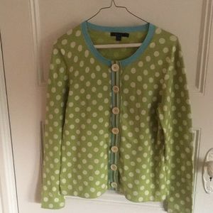 Boden polka dot apple green cotton cardigan sz 10