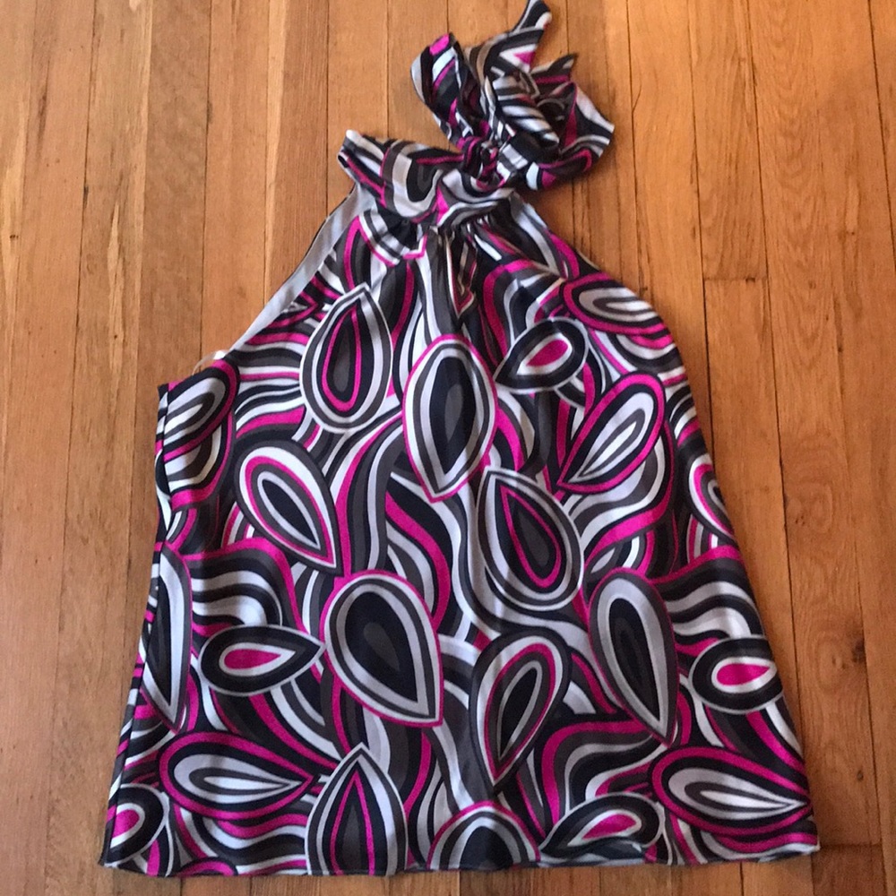 Pink&silver silk INC top