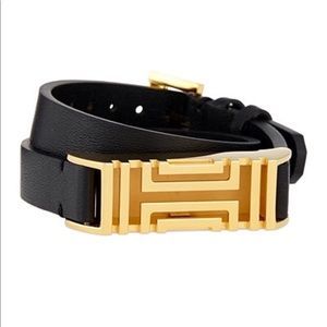 Tory Burch Fit Bit Black Leather Wrap Bracelet