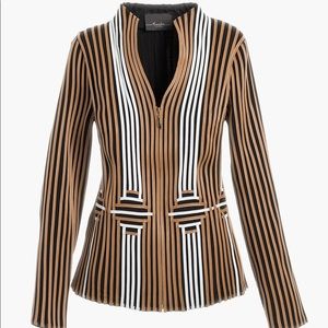 Chico's Travelers Faux Leather striped jacket