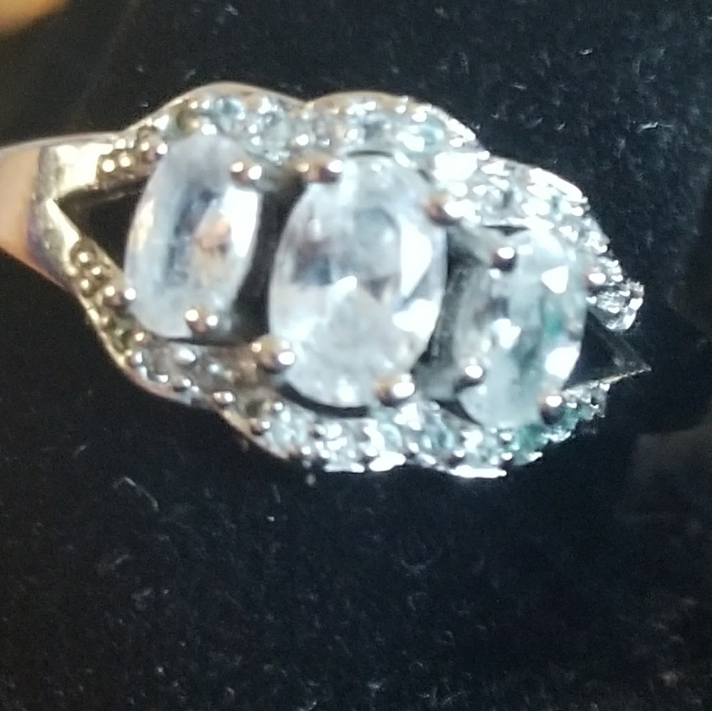 Silver and cz 3 stone ring