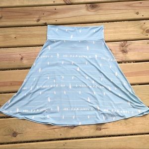 Large Lularoe Azure Skirt - Birds on a Wire