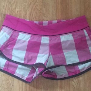 Lulu Lemon Pink and grey plaid shorts