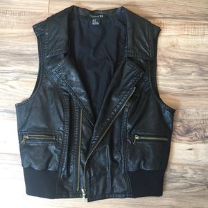 Never Worn! Black fitted Faux Leather Vest
