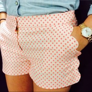 JCrew Pink Polka Dot Scallop Shorts NEW W TAGS!!