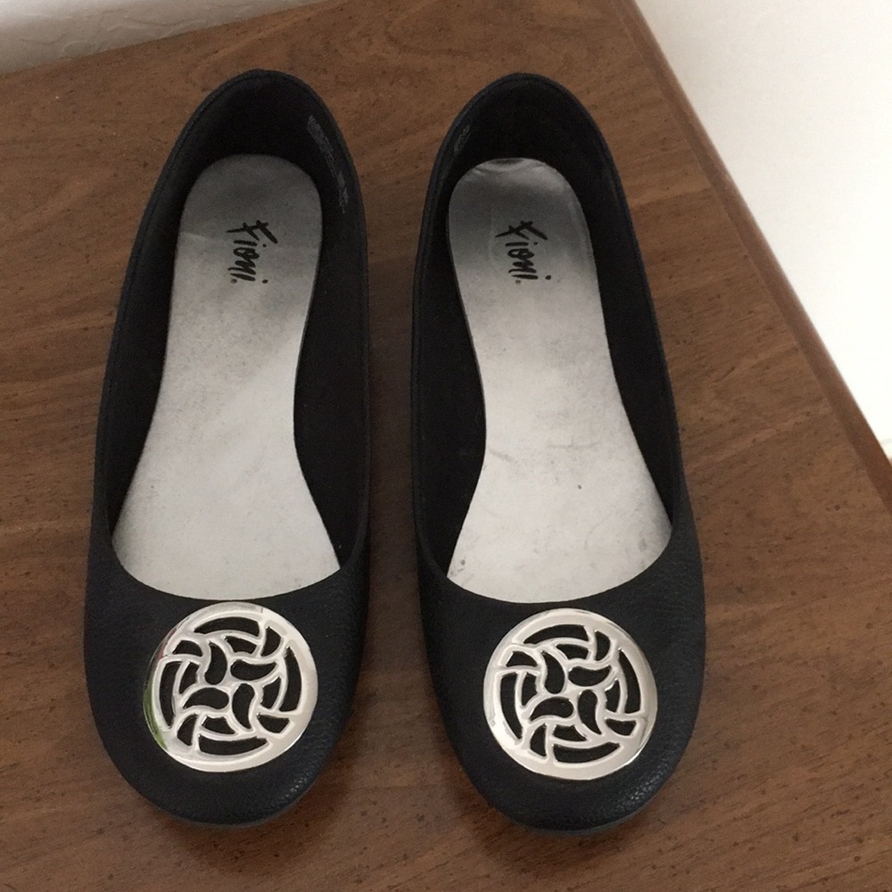 Black Flats with Silver Medallions