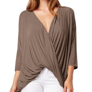 Michael Stars Long-Sleeve Draped Front Top