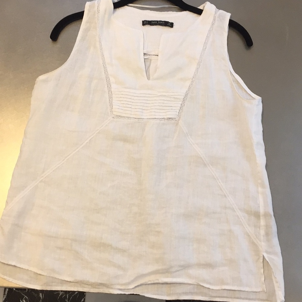 White linen Zara sleeveless top