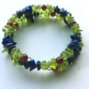 Peridot, Lapis Lazuli, & Garnet Bracelet