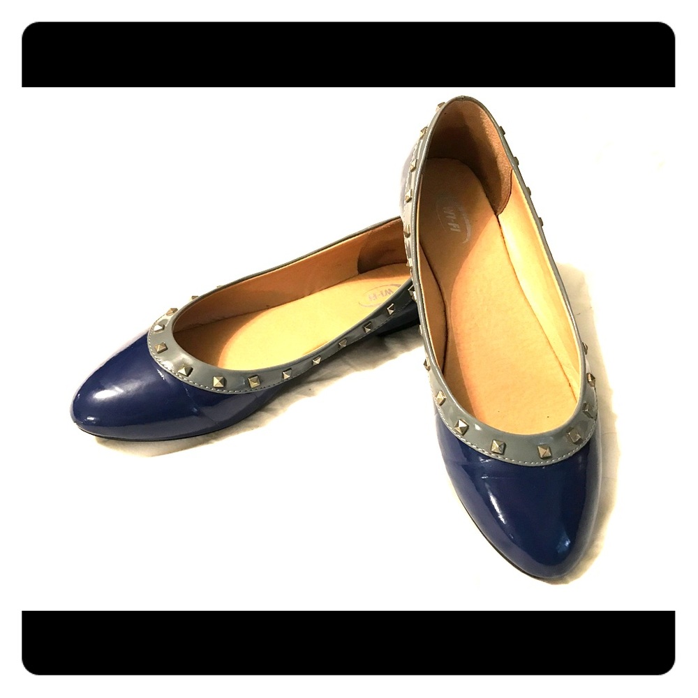 Wi-Fi Blue and Grey Studded Flats 💙 Size 9