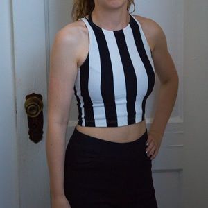 ❌DONATED❌ American Apparel B&W Striped Crop Top