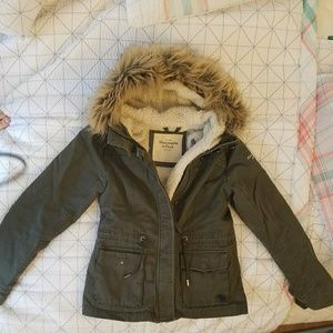 Olive Green Parka with fur