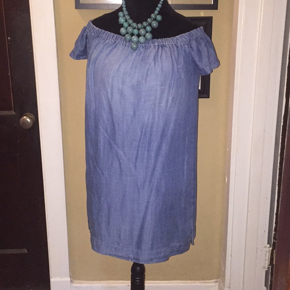 Denim, off shoulder dress