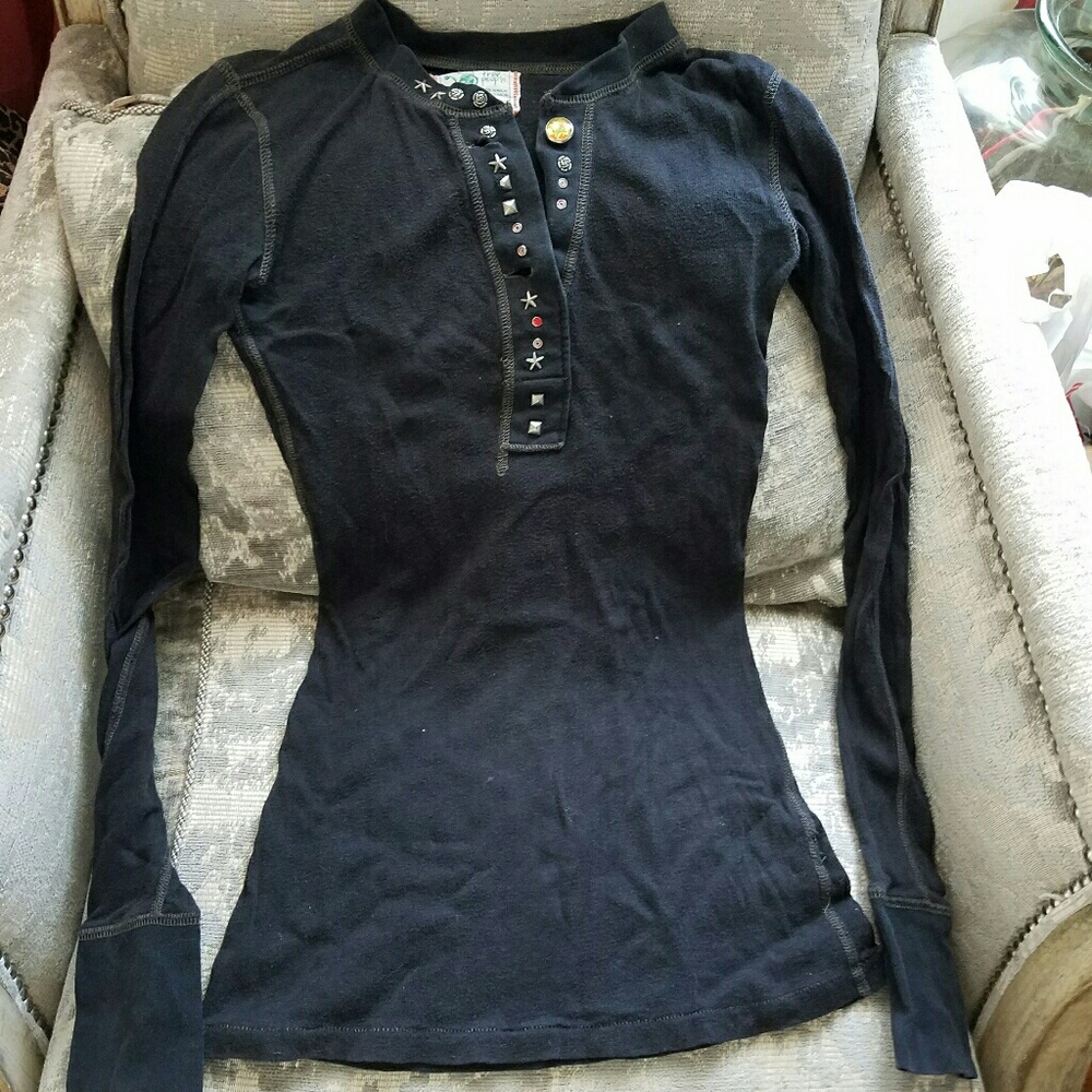Free People long sleeve black top