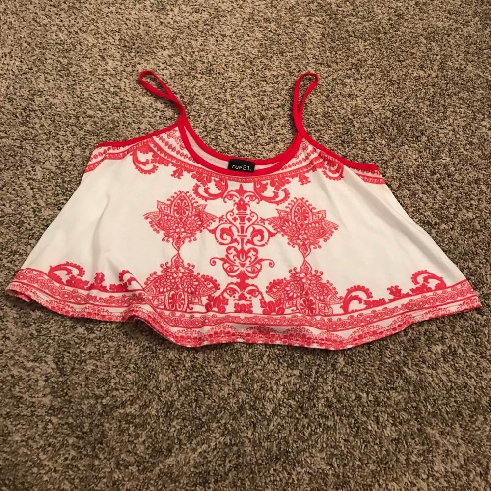 Red printed crop top