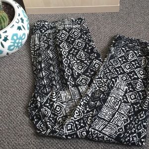 Black and white patterned high waisted pants