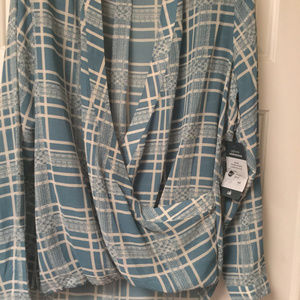 Cabi Large Windowpane Wrap Blouse