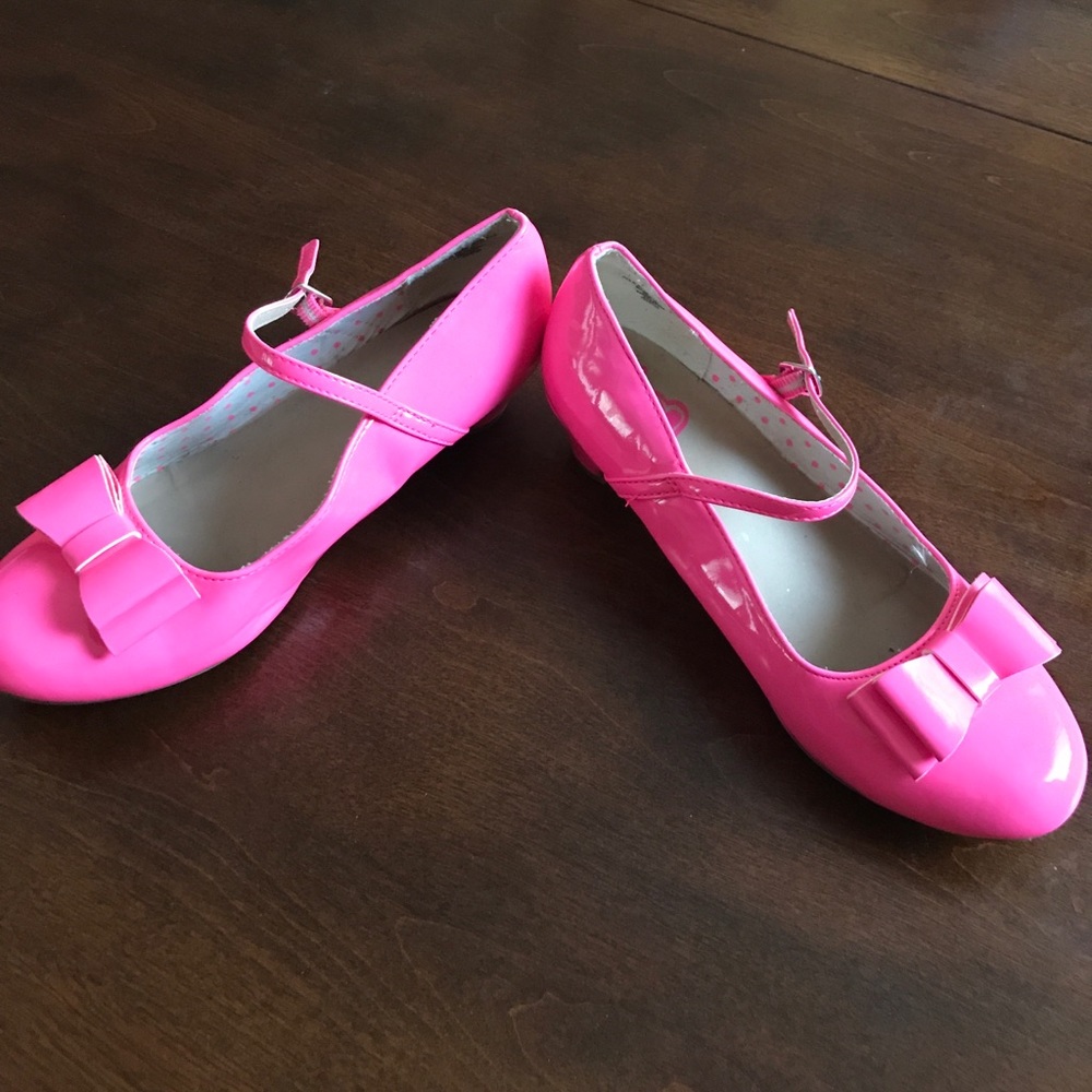 Childrens Place NEON PINK shiny little heel flats